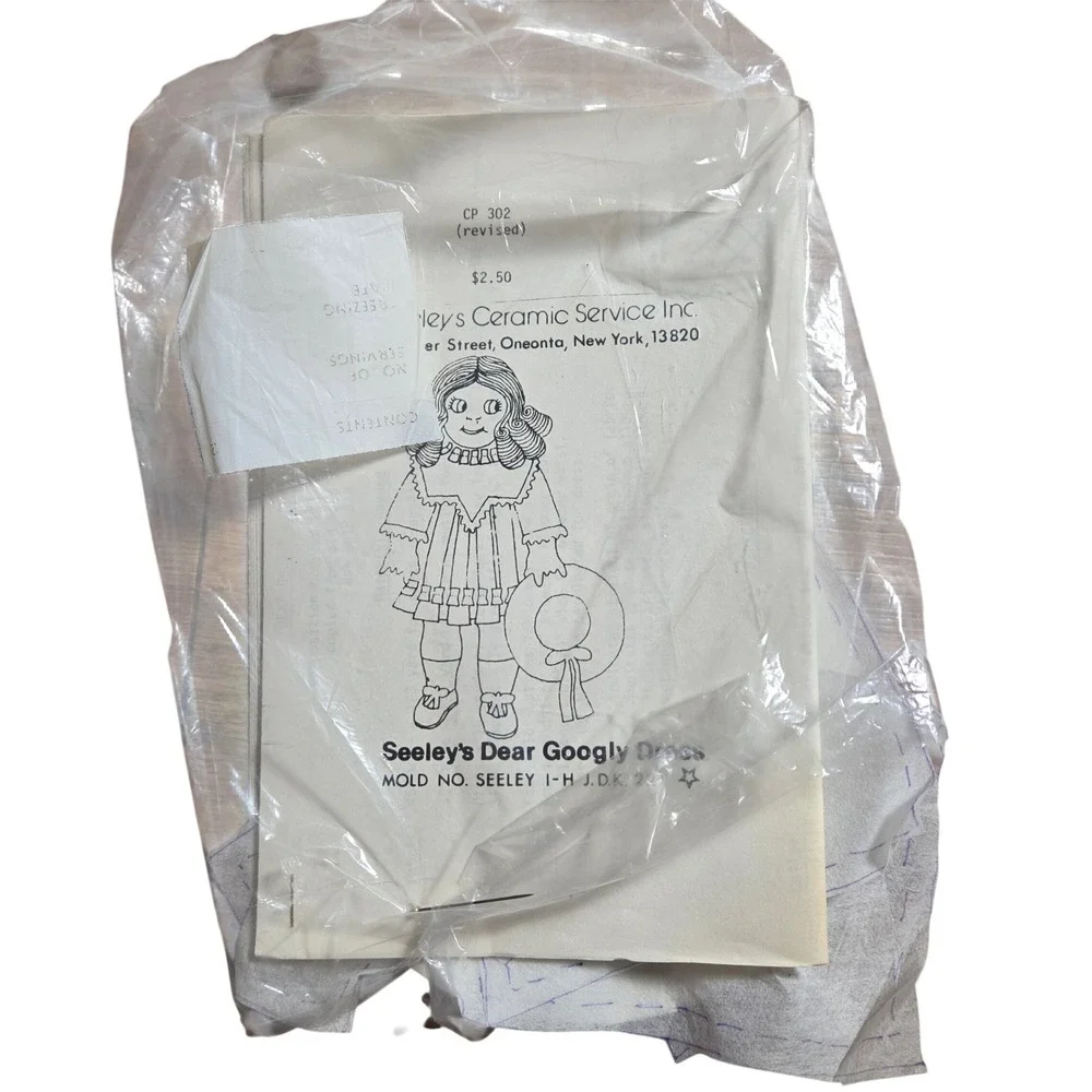 Vintage Seeley's Dear Googly Dress Doll Pattern CP 302 Mold 1-H J.D.K. 221 Craft